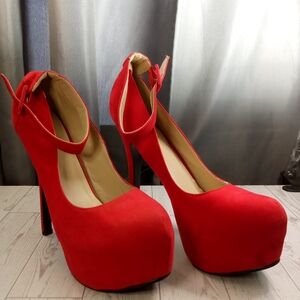 Vibrant Red Platform Stiletto Heels